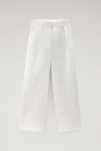 Nohavice Woolrich Poplin Pant Plaster White