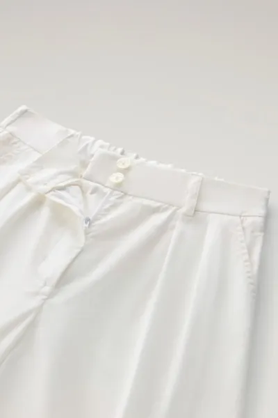 Nohavice Woolrich Poplin Pant Plaster White