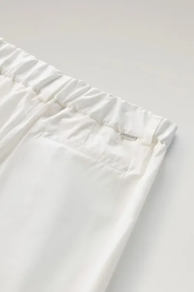 Nohavice Woolrich Poplin Pant Plaster White