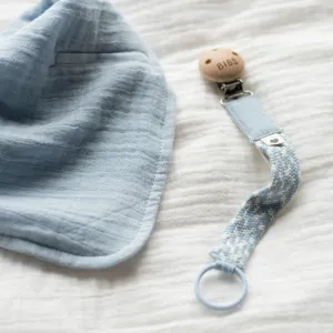 BIBS Paci Braid klip na cumlík - Baby Blue/Ivory
