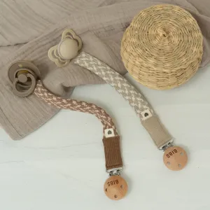 BIBS Paci Braid klip na cumlík - Baby Blue/Ivory