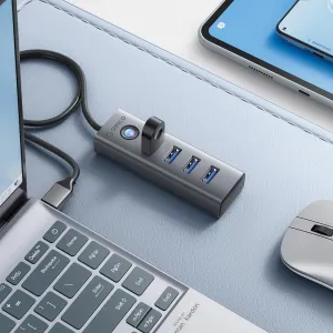 Orico PDD4U-U3 HUB adaptér USB - 4x USB 3.0, šedý