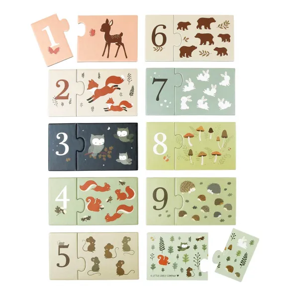 A Little Lovely Company - priradzovacie puzzle – počítanie s kamarátmi z lesa