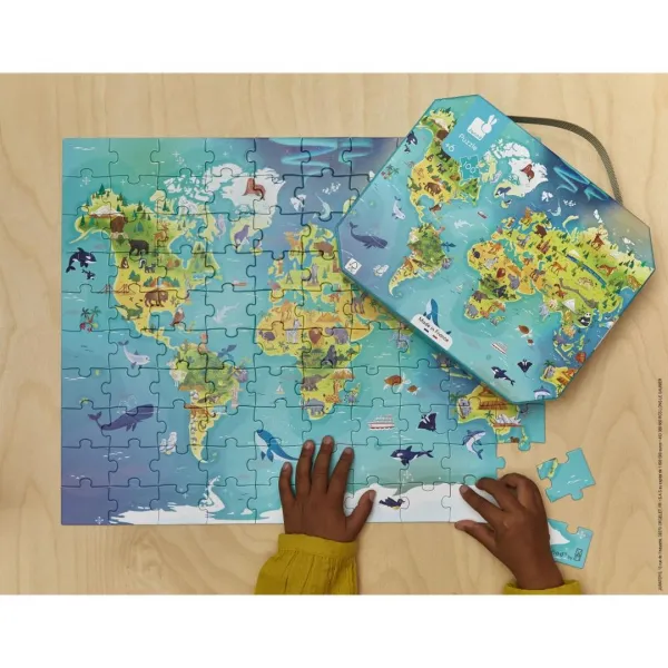 Puzzle v kufríku - Mapa sveta - 100 ks