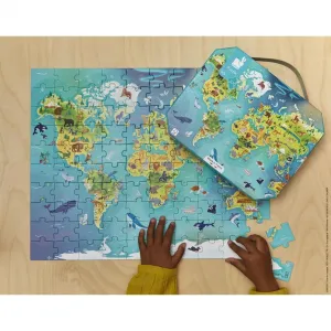 Puzzle v kufríku - Mapa sveta - 100 ks