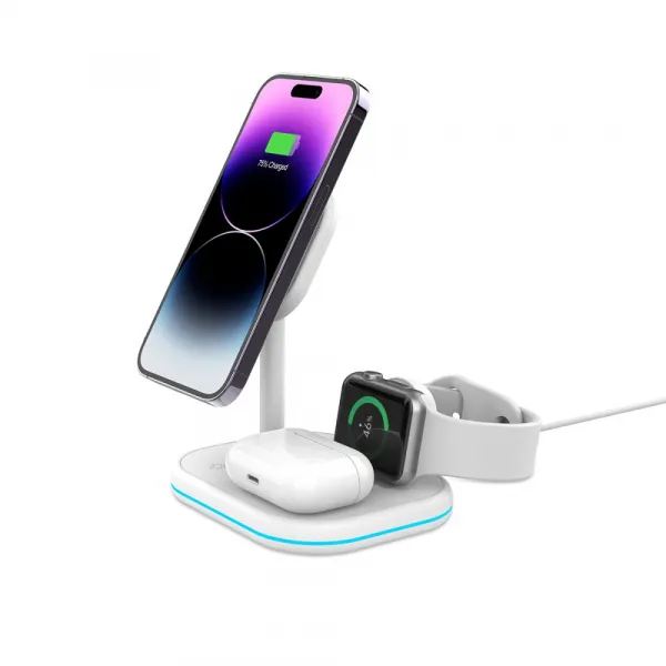 Tech-Protect A27 MagSafe bezdrôtová nabíjačka na mobil / Apple Watch / Airpods, biela