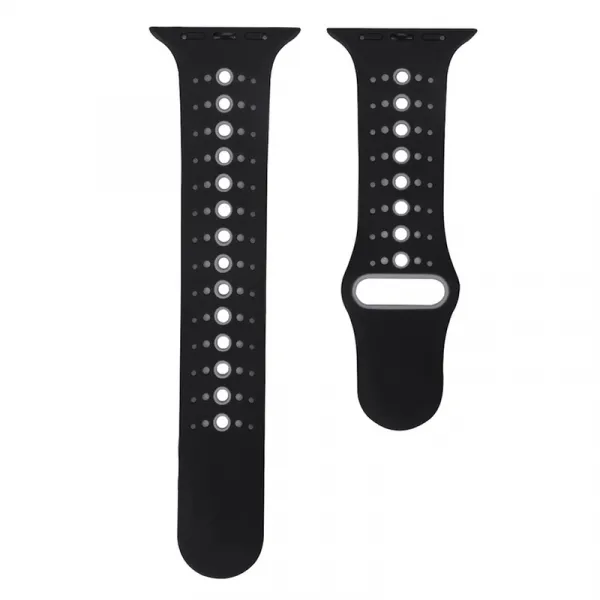 BStrap Silicone Sport remienok na Apple Watch 38/40/41mm, Black Gray (SAP007C02)
