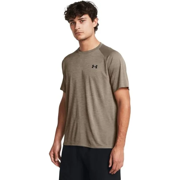 Under Armour TECH TEXTURED Pánske tričko, hnedá, veľkosť