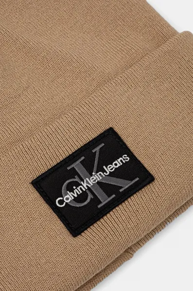 Čiapka Calvin Klein Jeans béžová farba, z hrubej pleteniny, K50K512455