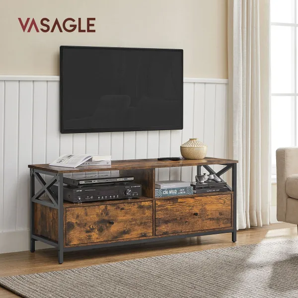 VASAGLE Televízny stolík s dvoma zásuvkami 120 x 50 x 40 cm hnedý
