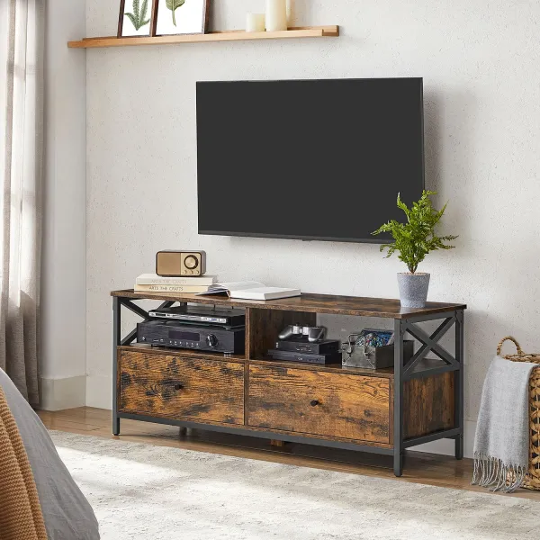 VASAGLE Televízny stolík s dvoma zásuvkami 120 x 50 x 40 cm hnedý