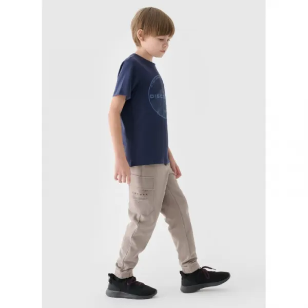 Chlapčenské zateplené tepláky 4F JUNIOR TROUSERS-JWAW24TTROM760-26S-WARM LIGHT GREY