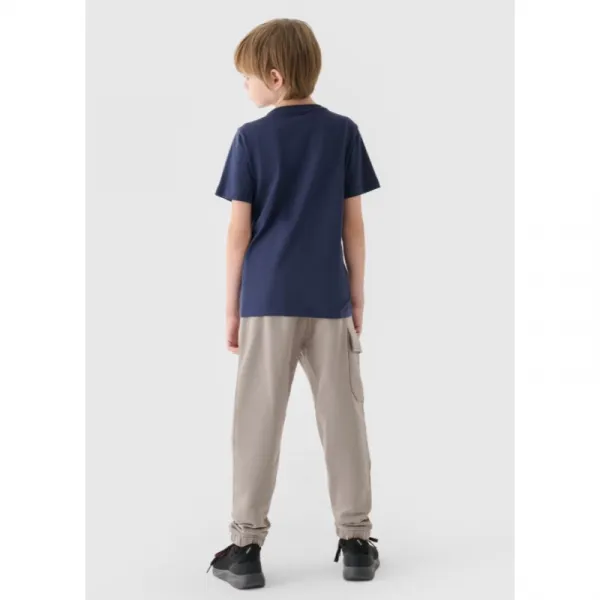 Chlapčenské zateplené tepláky 4F JUNIOR TROUSERS-JWAW24TTROM760-26S-WARM LIGHT GREY