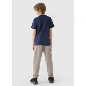 Chlapčenské zateplené tepláky 4F JUNIOR TROUSERS-JWAW24TTROM760-26S-WARM LIGHT GREY