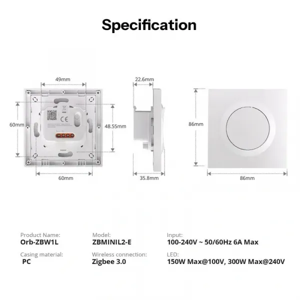 Smart vypínač osvetlenia SONOFF ZBMINIL2-E ZigBee