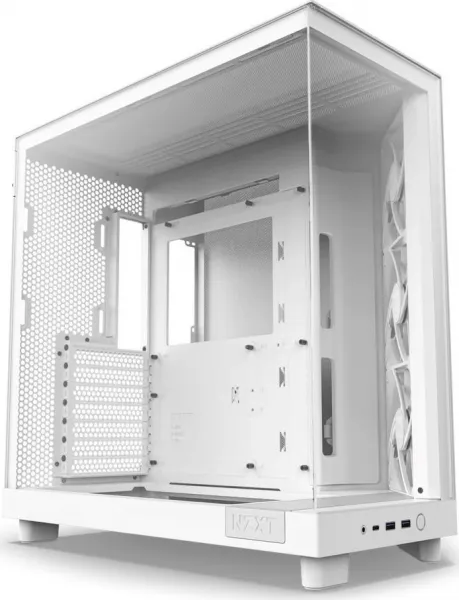 NZXT skříň H6 Flow dvoukomorová / MidT / 3x120mm fan / 2xUSB 3.2 / USB-C / prosklená bočnice i čelo / bílá