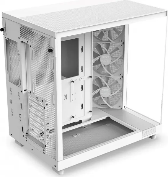 NZXT skříň H6 Flow dvoukomorová / MidT / 3x120mm fan / 2xUSB 3.2 / USB-C / prosklená bočnice i čelo / bílá