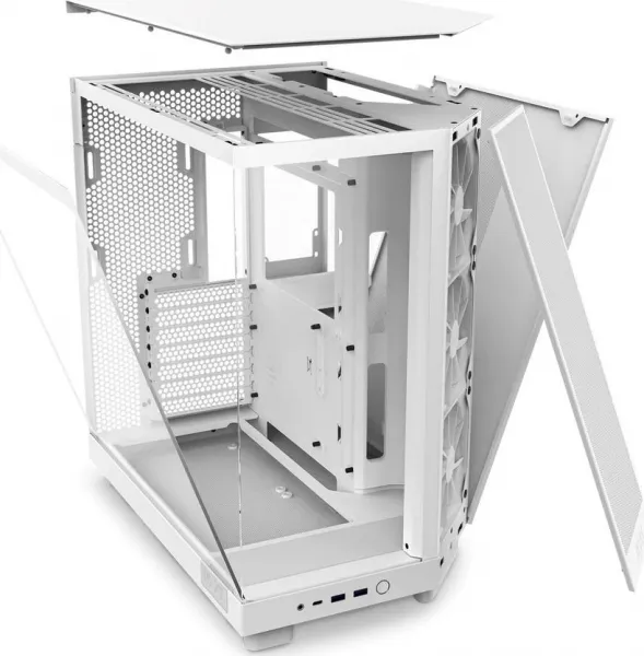 NZXT skříň H6 Flow dvoukomorová / MidT / 3x120mm fan / 2xUSB 3.2 / USB-C / prosklená bočnice i čelo / bílá