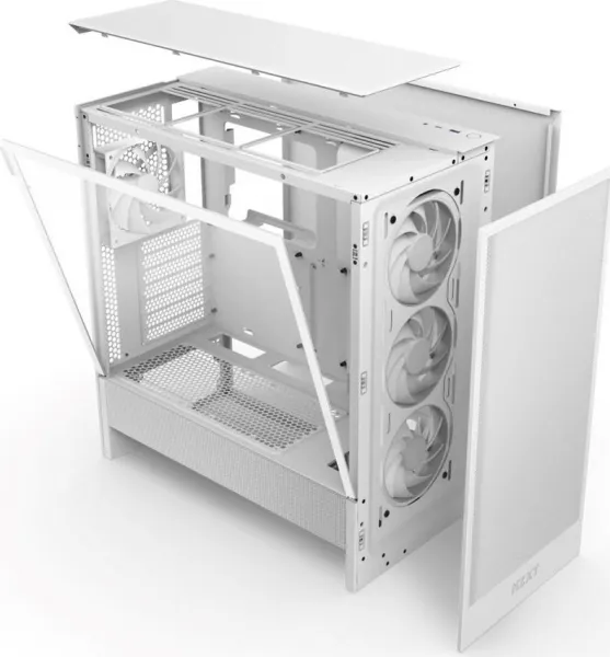 NZXT skříň H5 Flow RGB edition / 1x360 mm RGB core fan / 1x120mm / USB 3.0 / USB-C 3.1 / průhledná bočnice / mesh /bílá