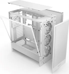 NZXT skříň H5 Flow RGB edition / 1x360 mm RGB core fan / 1x120mm / USB 3.0 / USB-C 3.1 / průhledná bočnice / mesh /bílá