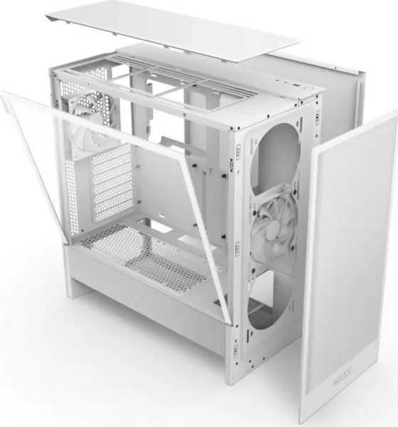 NZXT skříň H5 Flow edition / 2x120 mm fan / USB 3.0 / USB-C 3.1 / průhledná bočnice / mesh panel / bílá