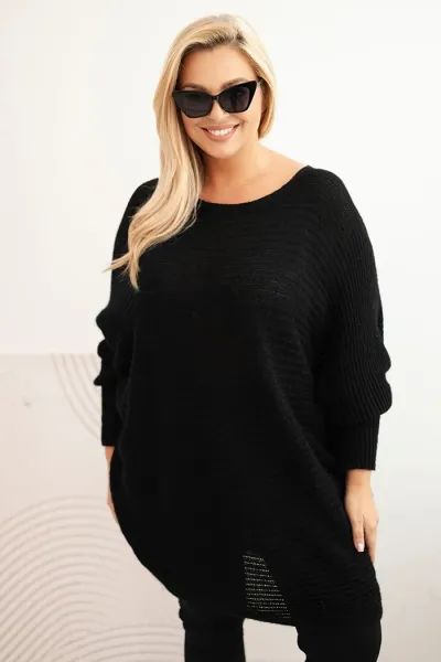 Legínovo Dámsky sveter Plus Size s moherom pončo bordový Farba: Khaki, Veľkosť: UNI