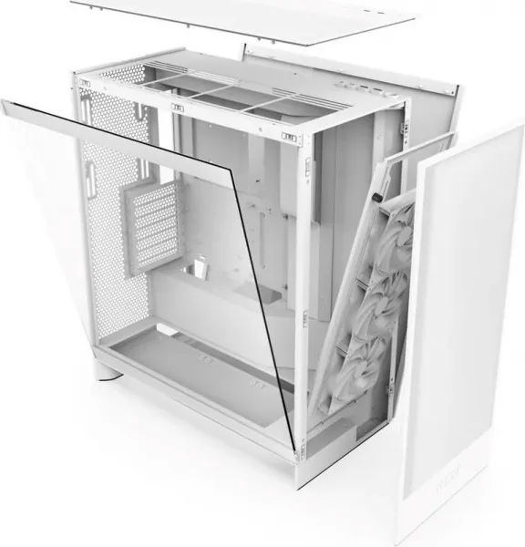NZXT skříň H7 Flow edition / ATX / 3x 120 mm fan / USB-C / 2x USB / prosklená bočnice / mesh panel / bílá
