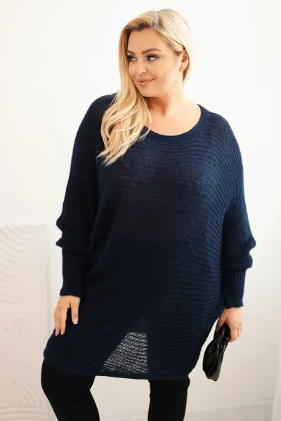Legínovo Dámsky sveter Plus Size s moherom pončo bordový Farba: Khaki, Veľkosť: UNI