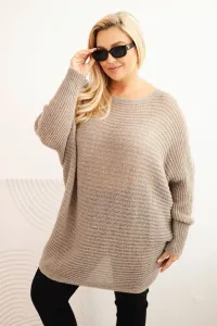 Legínovo Dámsky sveter Plus Size s moherom pončo bordový Farba: Khaki, Veľkosť: UNI