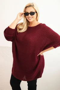 Legínovo Dámsky sveter Plus Size s moherom pončo bordový Farba: Khaki, Veľkosť: UNI