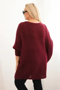 Legínovo Dámsky sveter Plus Size s moherom pončo bordový Farba: Khaki, Veľkosť: UNI