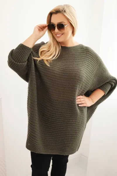 Legínovo Dámsky sveter Plus Size s moherom pončo bordový Farba: Sivá, Veľkosť: UNI