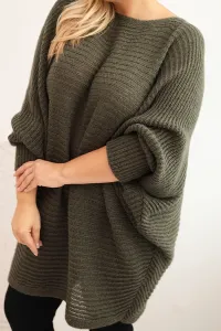 Legínovo Dámsky sveter Plus Size s moherom pončo bordový Farba: Khaki, Veľkosť: UNI