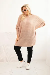 Legínovo Dámsky sveter Plus Size s moherom pončo bordový Farba: Khaki, Veľkosť: UNI