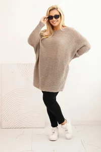 Legínovo Dámsky sveter Plus Size s moherom pončo bordový Farba: Khaki, Veľkosť: UNI