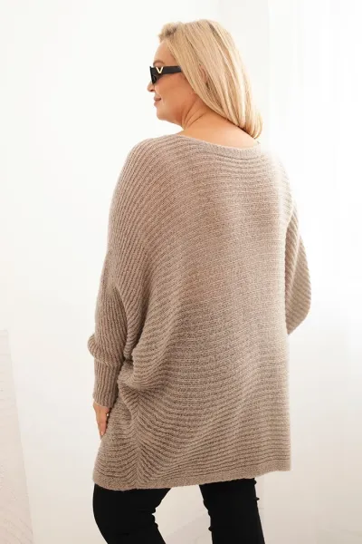 Legínovo Dámsky sveter Plus Size s moherom pončo bordový Farba: Khaki, Veľkosť: UNI