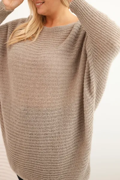 Legínovo Dámsky sveter Plus Size s moherom pončo bordový Farba: Khaki, Veľkosť: UNI