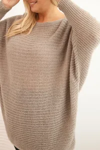 Legínovo Dámsky sveter Plus Size s moherom pončo bordový Farba: Khaki, Veľkosť: UNI