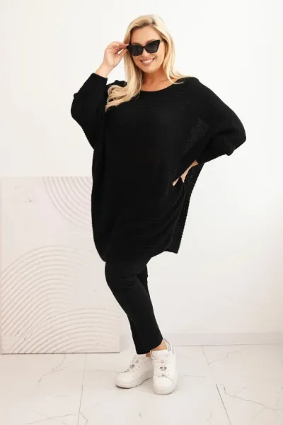 Legínovo Dámsky sveter Plus Size s moherom pončo bordový Farba: Khaki, Veľkosť: UNI