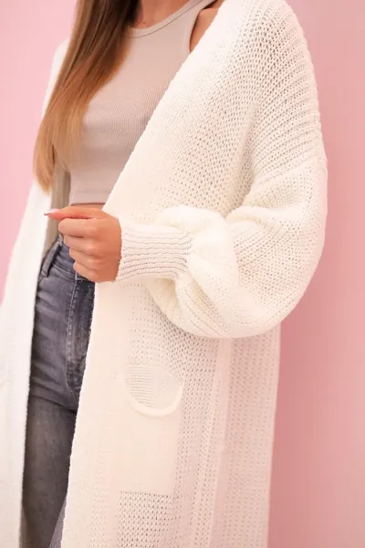 Legínovo Dlhý kardigan sveter cappuccino Farba: Červená, Veľkosť: UNI