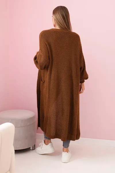 Legínovo Dlhý kardigan sveter cappuccino Farba: Červená, Veľkosť: UNI