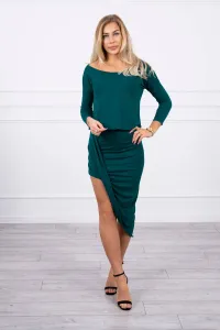 Legínovo Asymetrické šaty, 3/4 rukáv zelené Farba: Zelená, Veľkosť: UNI