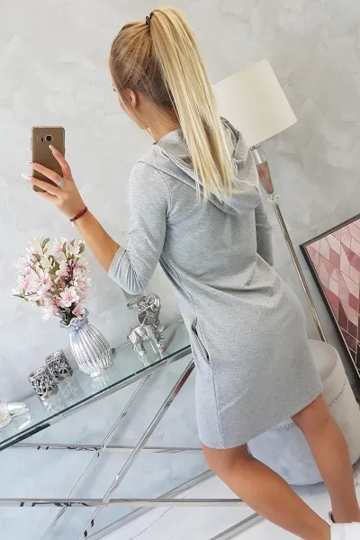 Legínovo Mätová šaty s kapucňou a vreckami Farba: Modrá, Veľkosť: UNI