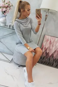 Legínovo Mätová šaty s kapucňou a vreckami Farba: Modrá, Veľkosť: UNI