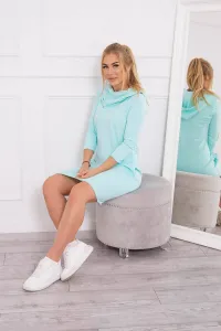 Legínovo Mätová šaty s kapucňou a vreckami Farba: Modrá, Veľkosť: UNI