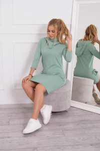 Legínovo Mätová šaty s kapucňou a vreckami Farba: Modrá, Veľkosť: UNI