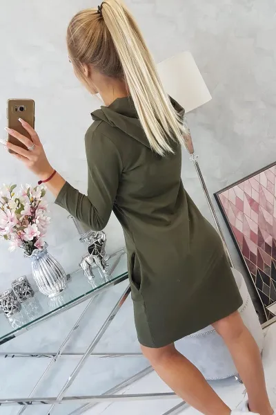 Legínovo Mätová šaty s kapucňou a vreckami Farba: Modrá, Veľkosť: UNI