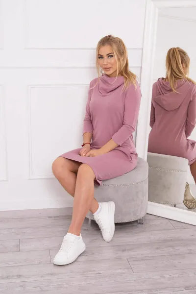 Legínovo Mätová šaty s kapucňou a vreckami Farba: Modrá, Veľkosť: UNI