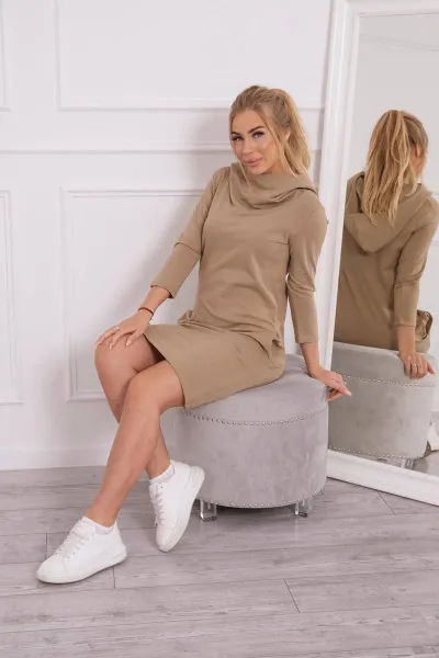 Legínovo Mätová šaty s kapucňou a vreckami Farba: Modrá, Veľkosť: UNI