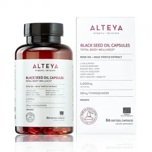 Kapsuly s rascovým olejom, ružovým olejom a extraktom ostropestreca Alteya Organics 60 kapsúl